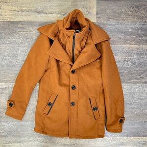 NWT Manvelous Brown pea coat style fall jacket size small S B52